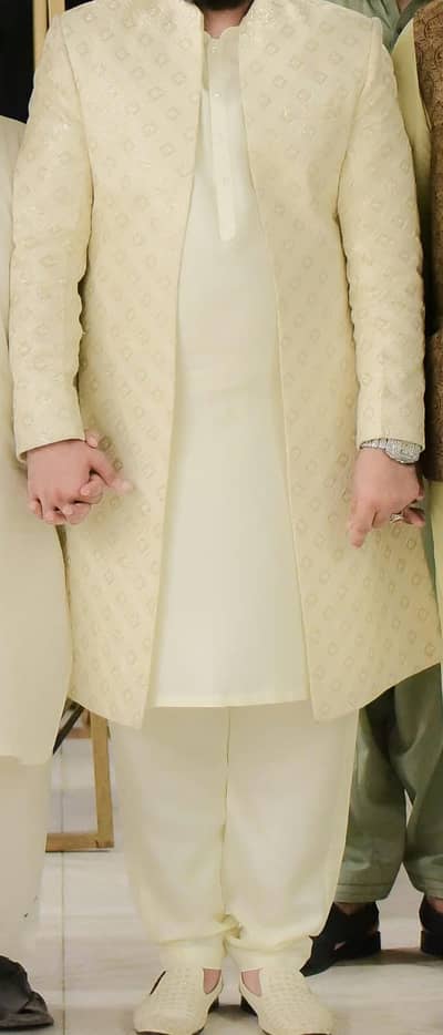 off white open sherwani