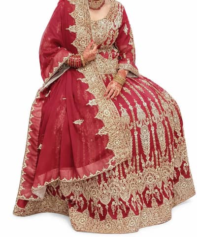 Maroon Bridal Lehenga with Heavy Golden Embroidery