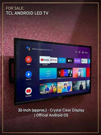 TCL 32" Android LED TV with Original Box - Excellent Condition