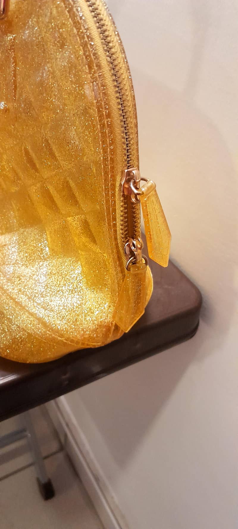 Golden Glitter Jelly Bag - Double Handle + Long Strap - Bags - 1120806101