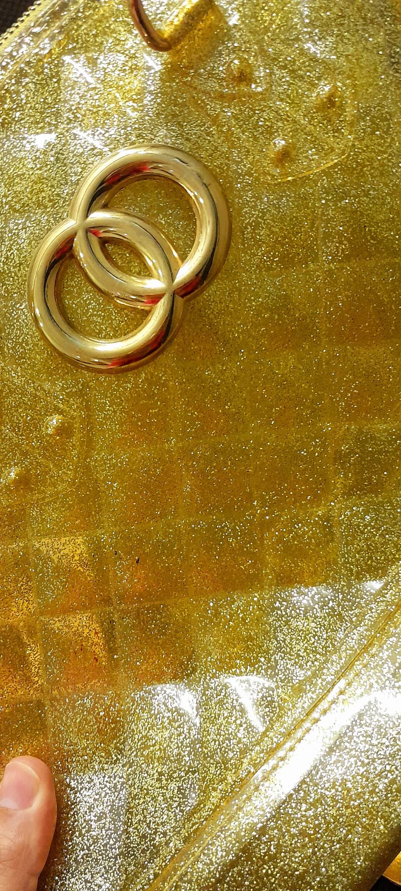 Golden Glitter Jelly Bag - Double Handle + Long Strap - Bags - 1120806101
