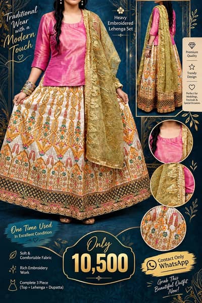 Bridal Mehndi Lehnga with heavy Dupatta and shirt