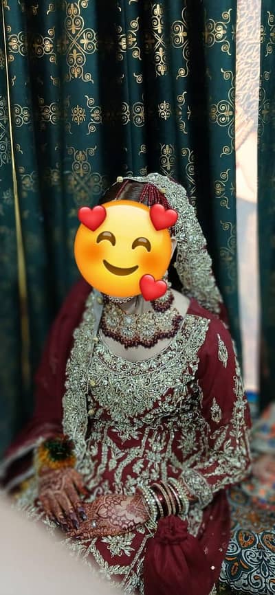 . Title:* Farshi Bridal Lehenga Dark Maroon - Worn Once - 50k - Lahore