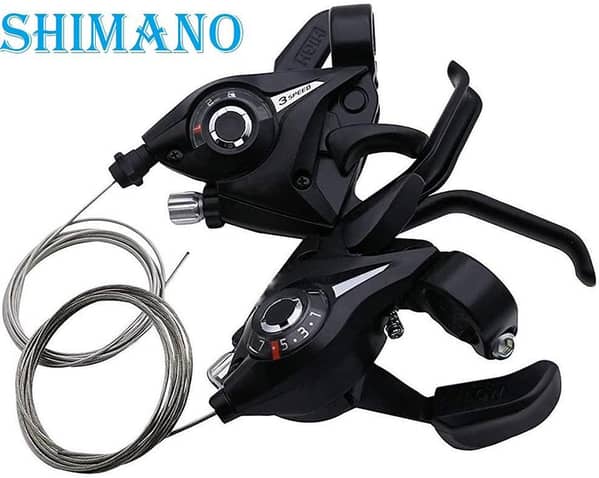 Original SHIMANO Gear Shifter Set Pair FRONT & BACK SET WITH Aluminum LIVER & WIRES