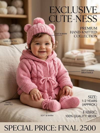 Handmade Woolen Sweaters for Kids (1–3 Years)
