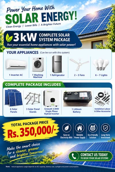 3kW Solar System Package | Growatt Inverter | Lithium Battery