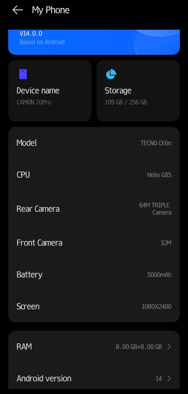 Tecno CAMON 20 6