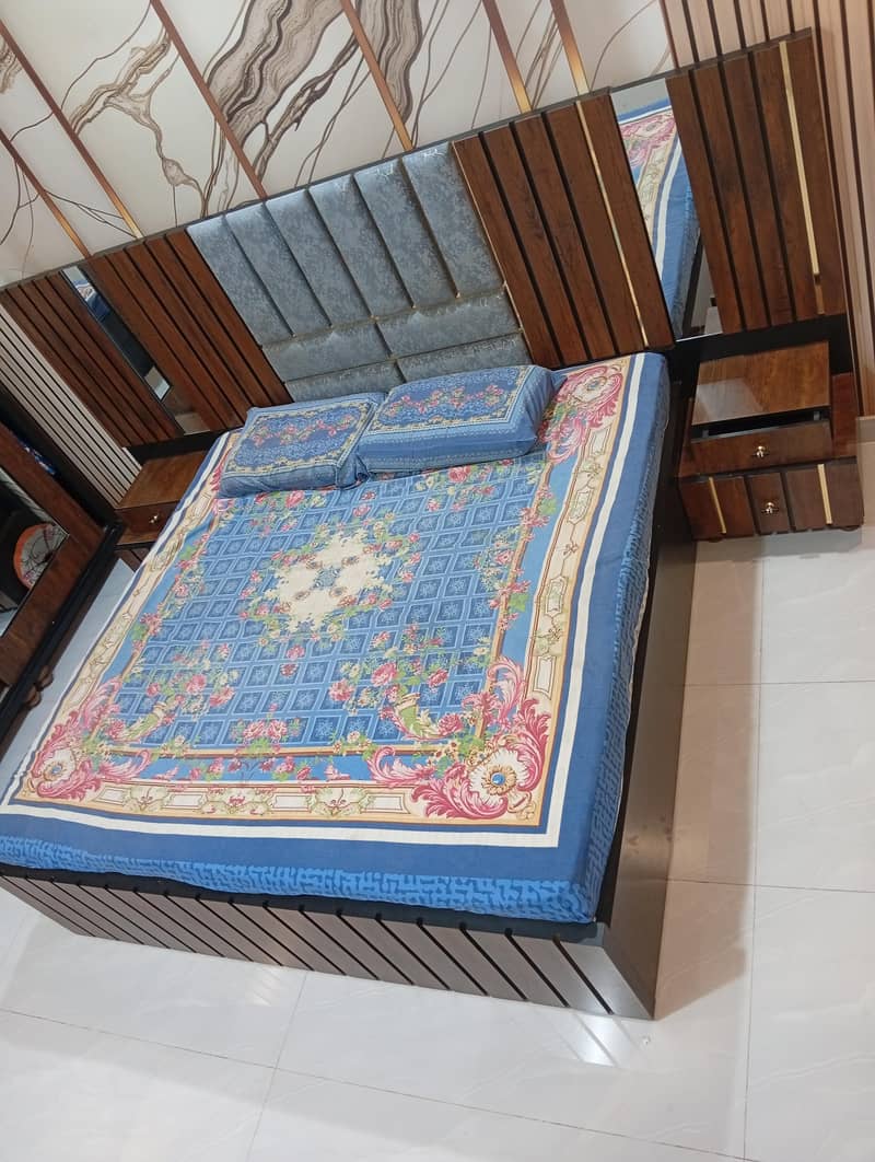 1 bed king size with mattress 2 side table with almari with dressing ...
