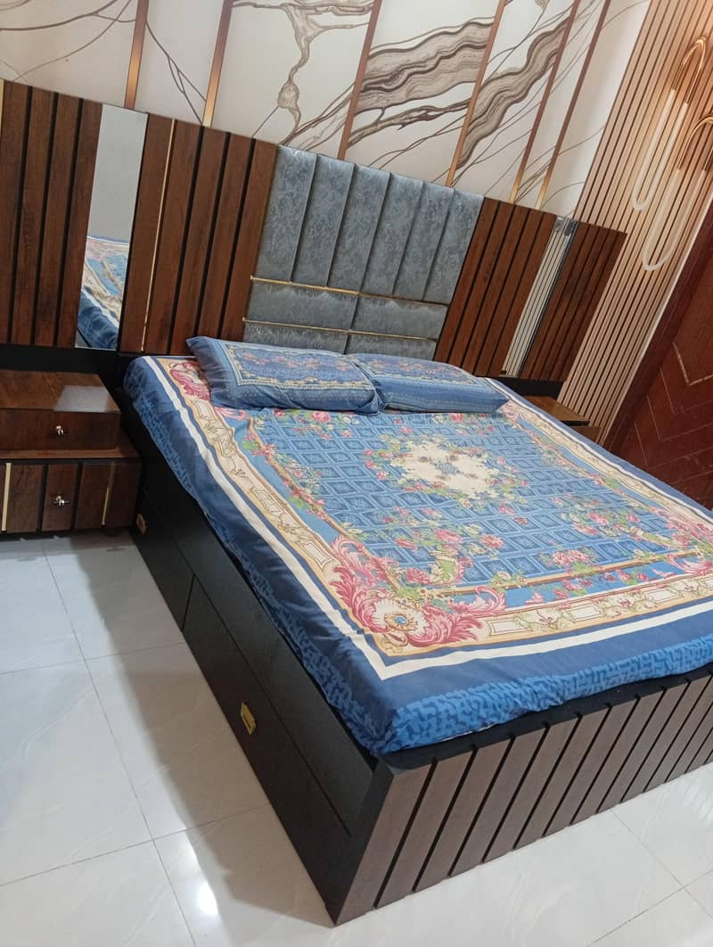 1 bed king size with mattress 2 side table with almari with dressing ...