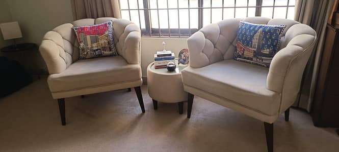 Title: Luxury Accent Chairs with Coffee Table – 3 Piece Set