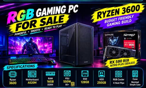 AMD Ryzen 3600 complete build available with rx 580 8gb GPU