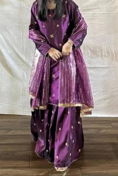 Purple 3-Piece Formal Suit with Dupatta