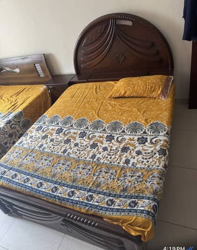 bed with metress +side table 1 + dressing Pure wooden
