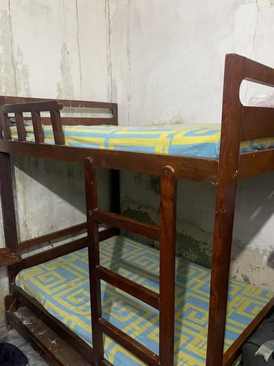 Strong Solid Wood 3 layer Bunk Bed for Kids