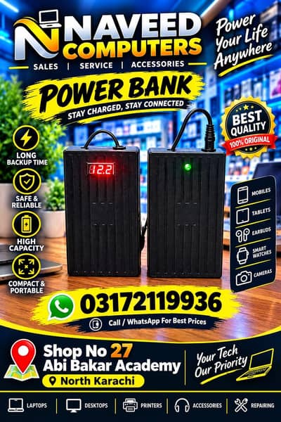 digital power bank for fiber routers can run 12 volt fan and 12 volt s
