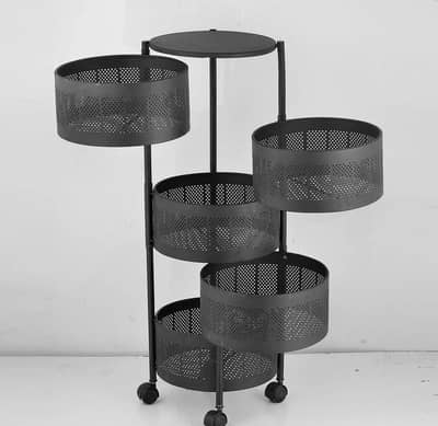 Multi-Tiered Iron Fruit Baskit Black Rolling