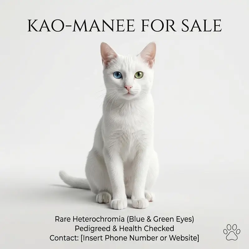Rare White  Cat for Sale – Blue & Green Eyes — photo 3