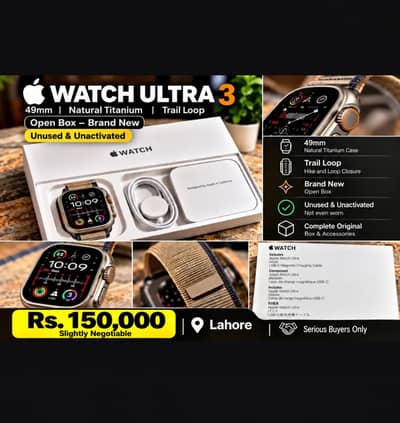 Apple Watch Ultra 3 49mm Natural Titanium – Brand New Open box