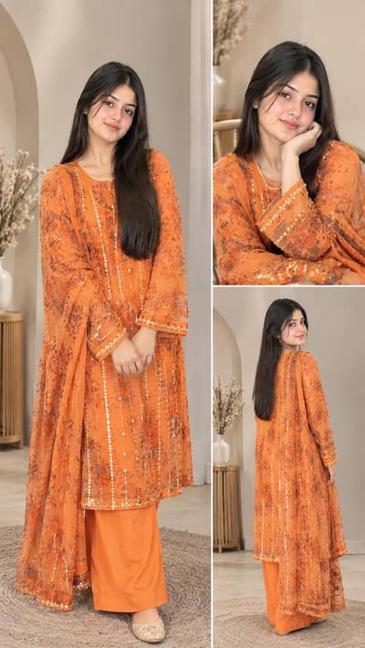 organza 3 piece suit