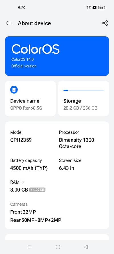 OPPO Reno 8 5g non PTA 256gb
