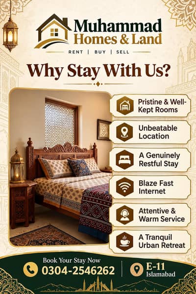 Daily Basis Furnished Flates For Rent in E11 islamabad |Short Stay Apt