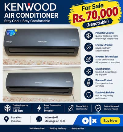 Kenwood Inverter AC for Sale – Rs. 70,000