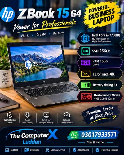 HP zBook 15 G4 Intel Core i7-7820HQ for Gaming & Video Editing 4K