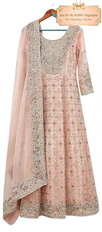 peach Bridal Maxi size M -Heavy work -10k