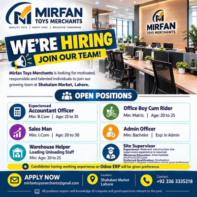 Urgent Hiring Male Jobs || Multiple Jobs Available || Lahore Jobs