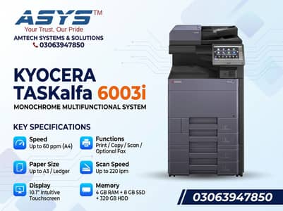Reliable and fast Multi functional Photocopier Kyocera Taskalfa 6003i
