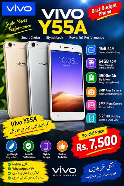 VIVO Y55A RAM 4.64 Whatsapp number 03117205048