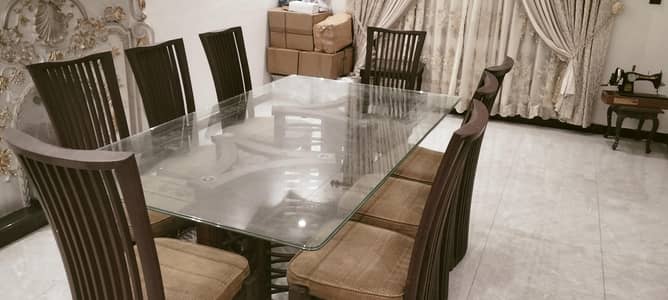 Dining table 8 chairs set with glass top
