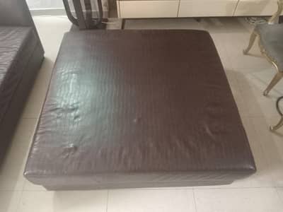 Matching 2-Seater Sofa & Large Ottoman Set (Dark Brown Texture)