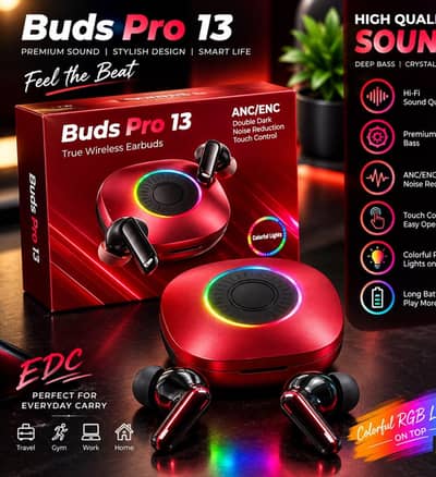  Buds Pro 13 Wireless Earbuds | Premium Bass & RGB Lig