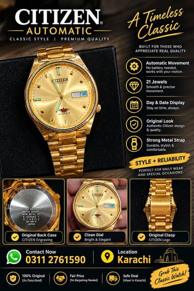 Citizen Automatic 21 jewels Day & Date Arabic & #English