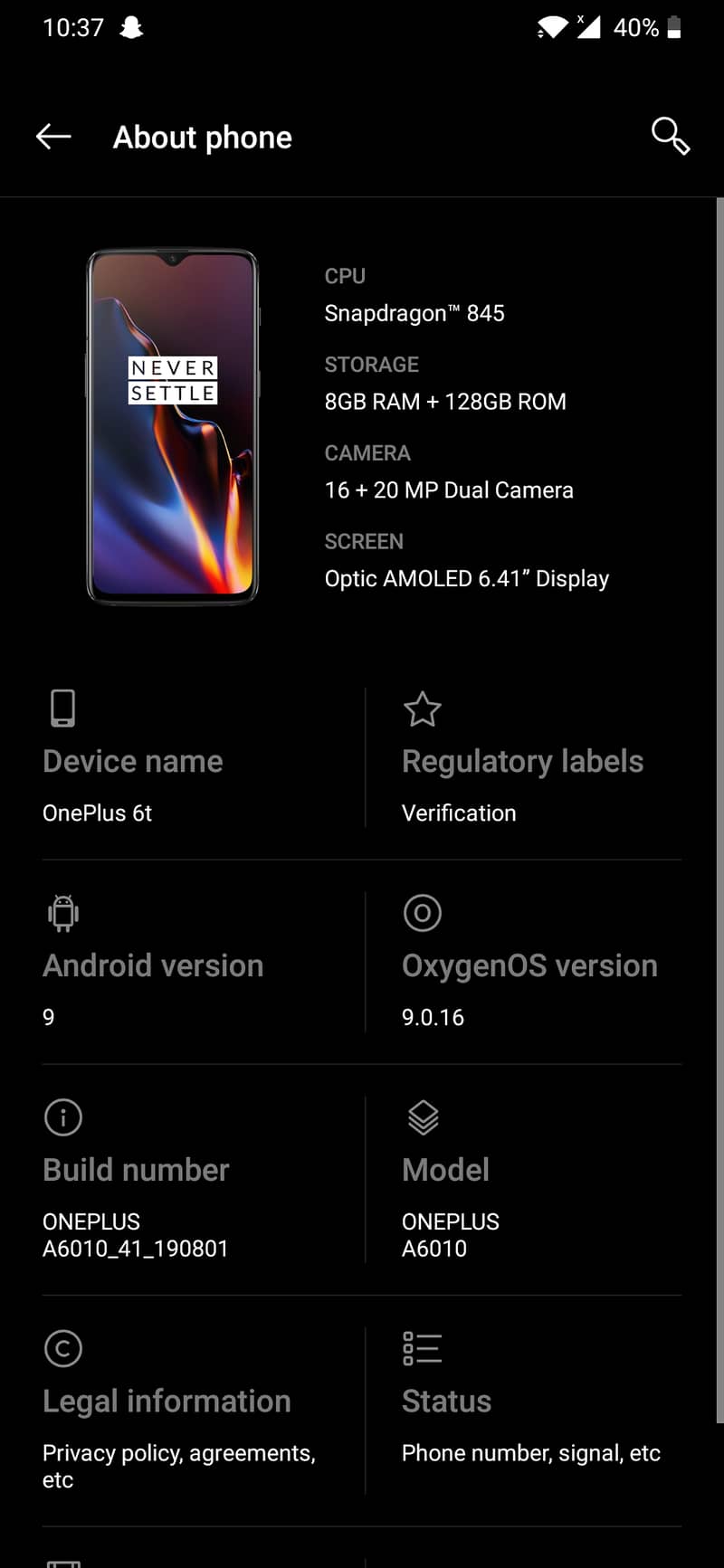 One Plus 6T 0