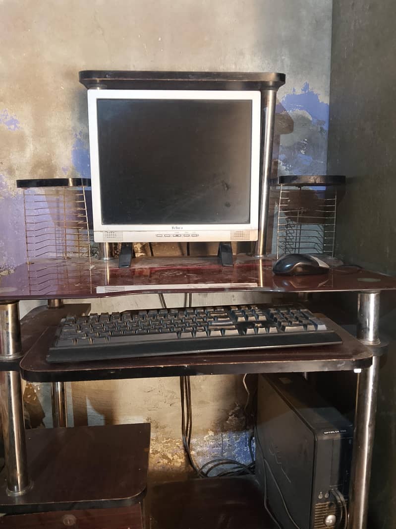 LCD, mouse, keyboard, pc, computer table, complete cable 1