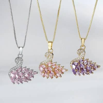 korain style Gold Plated Zirkon pandent chain for girls and Women's
