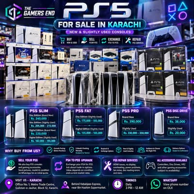 PS5 for Sale in Karachi | PS5 Slim, Fat & Pro | New & Used Consoles