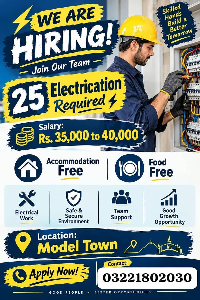 Electricians required 0