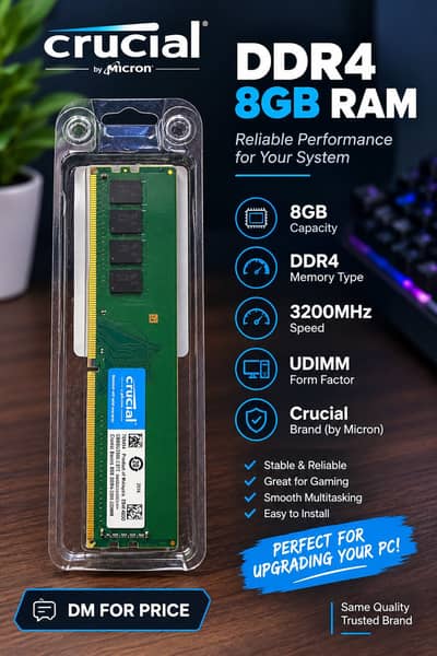 Crucial 8GB DDR4 3200MHz RAM | Brand New in Box