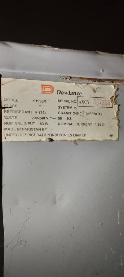 Dawlance Double Door Refrigerator Model 91996M