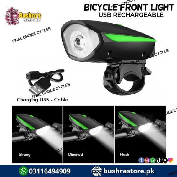 2-in-1 Super Bright TYPE C Rechargeable New Bicycle Light with 120dB Electric Horn Cycle  bicycle safety night Rider light