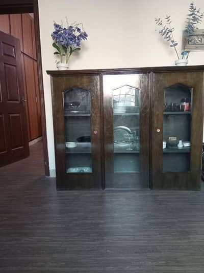 wooden showcase and kids wardrobe