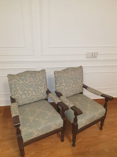 : Rare 1973 Vintage Premium Solid Wood Armchairs – Matching Pair