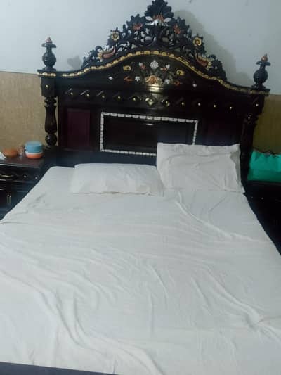 chinioti bed with side tables chairs and dressing