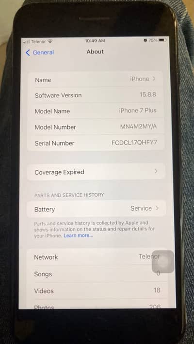 urgent selle iPhone 7 Plus 128GB PTA Approved 74% Battery