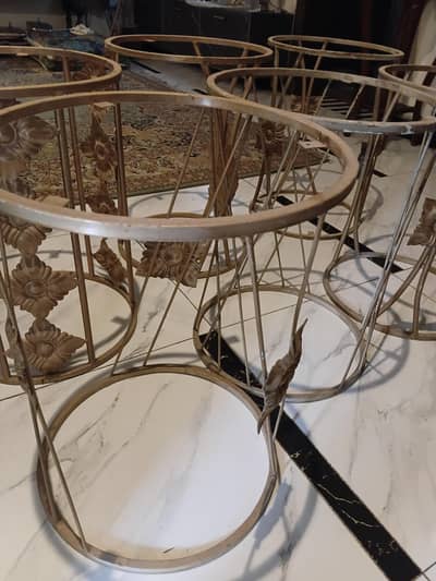 Vintage Metal Plant Stand / Corner Table Frame – Golden Finish