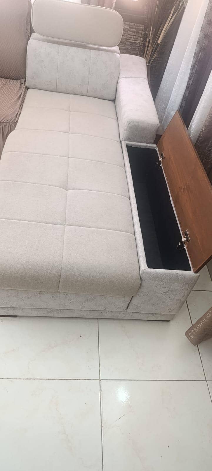 customized L-shaped sofa set and 2 single seater sofas and table 5