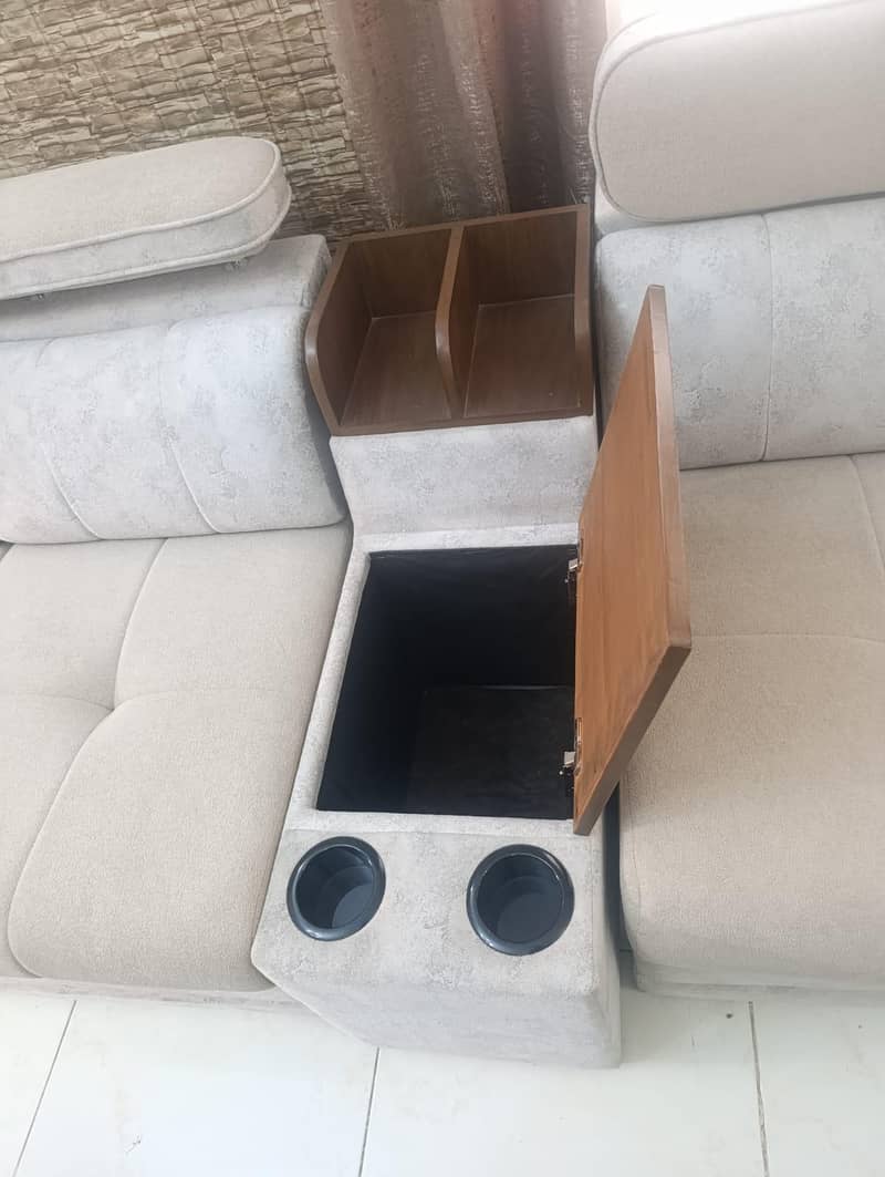 customized L-shaped sofa set and 2 single seater sofas and table 12